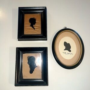 Vintage Black Silhouette Trio Wall Art